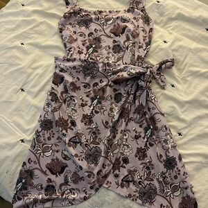 Floral Sleeveless Dress - Pink and Brown